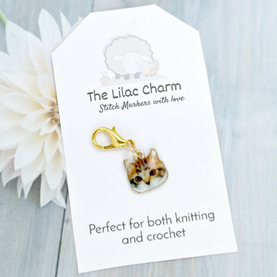 Ginger Cat Stitch Marker, Progress Keeper