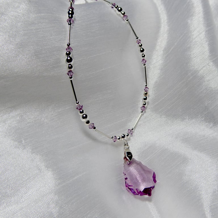 Sterling Silver and Swarovski Crystal Necklace with Lobster Clasp