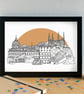 Lyon Skyline Travel Art Print