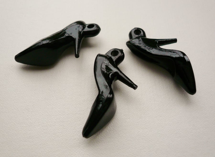 3  Black  Court Shoe Charms