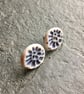 Porcelain earrings studs ammonite lilac blue silver 925 The Porcelain Menagerie - Image 2