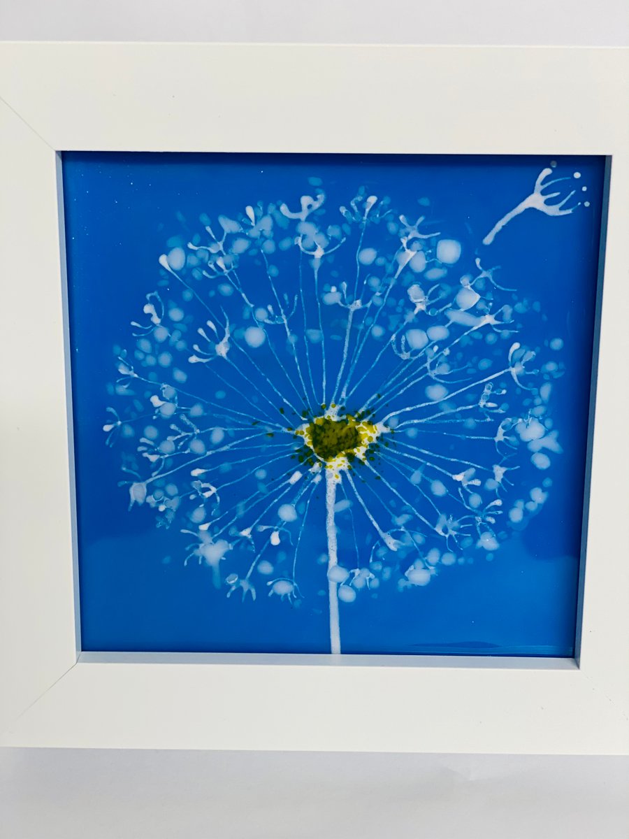 Dandelion fused glass art picture, wall glass art 