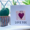 Love You Greetings Card with Detachable Fused Glass Heart