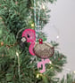 Embroidered hanging Flamingo Christmas decorations, machine embroidery - Image 5