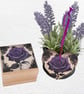 Purple Rose: Decorated Wooden Ring Trinket Box 7cm & Hanging Heart