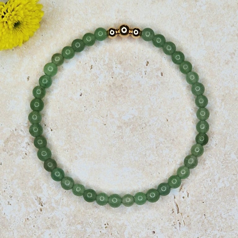 Green Aventurine and Gold Bracelet