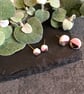 Ceramic button earrings - Powder pink duo - Image 1