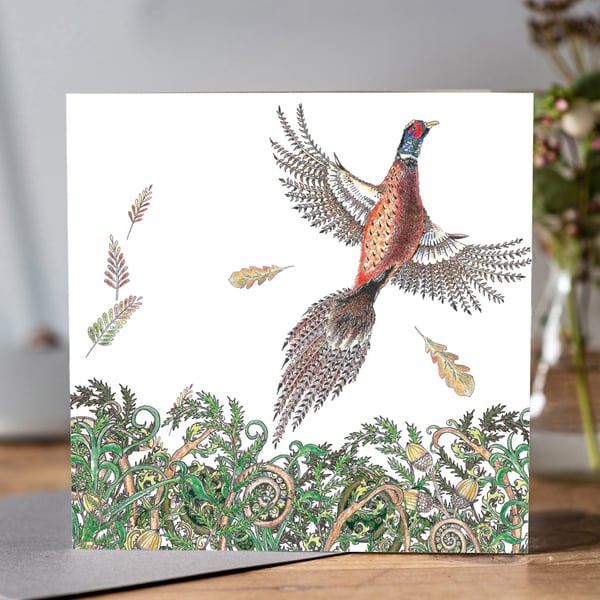 Flying Pheasant Greeting card 
