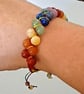 Rainbow Multi Gemstone Macrame Cord Adjustable Bracelet 7-8 Inch - Image 2