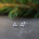 Tiny Silver Triple Dot Stud Earrings