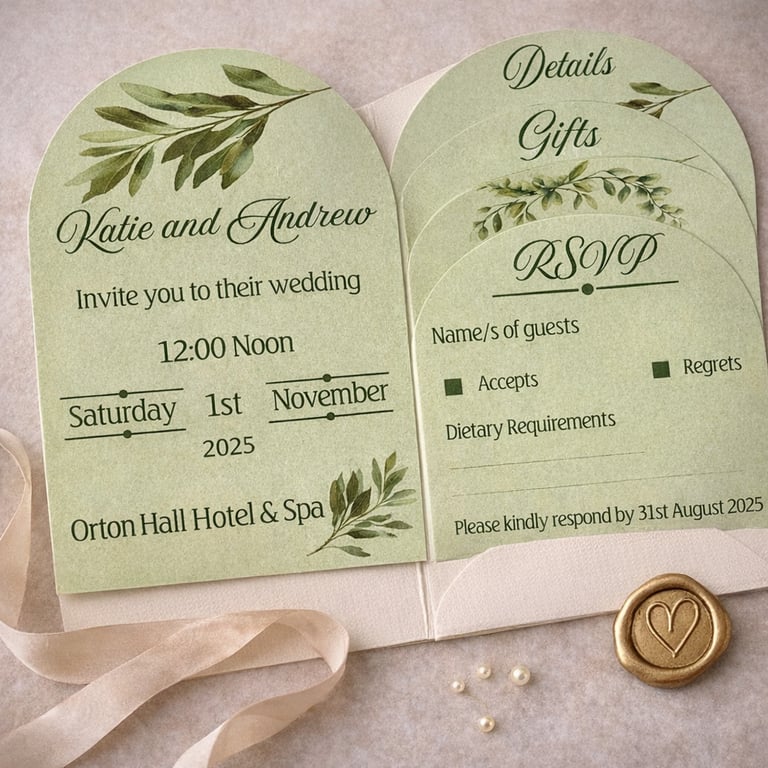 Sage Green Wedding Invitation Suite - 