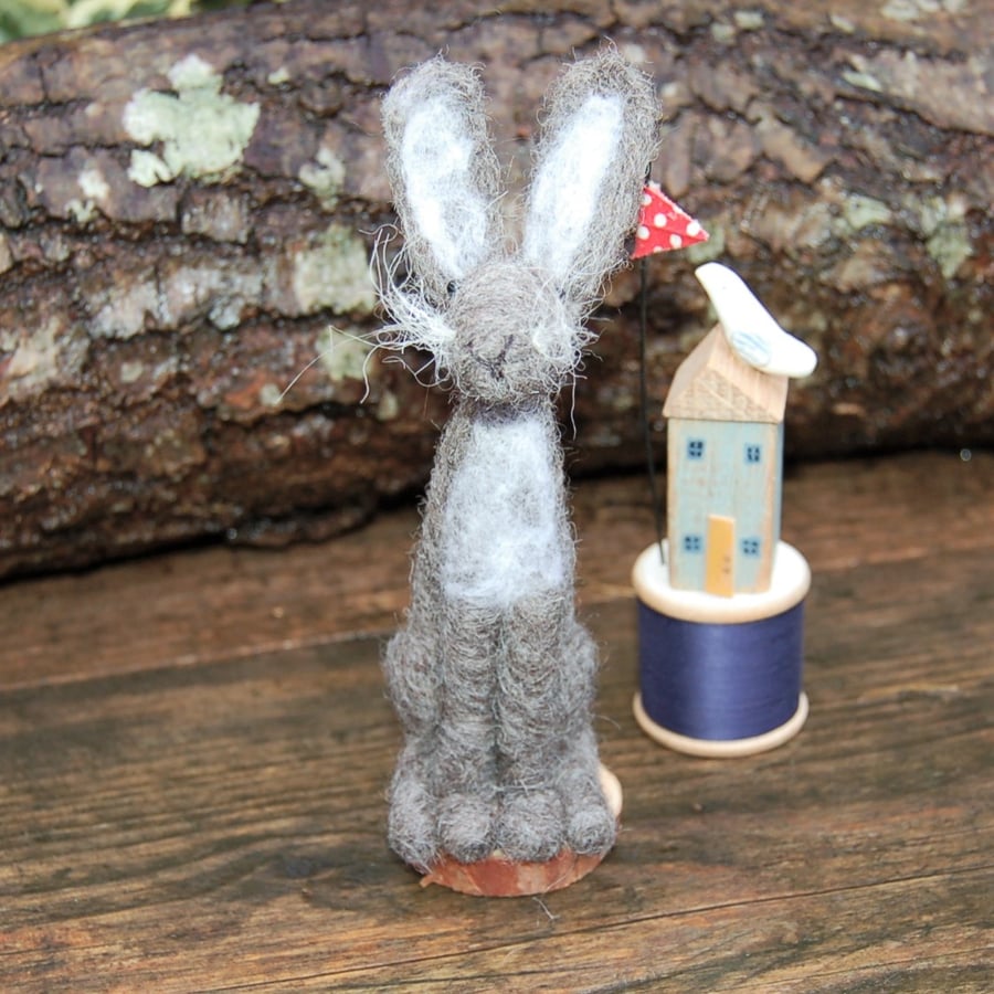 Needle Felt Hare - wool hare - hare ornament