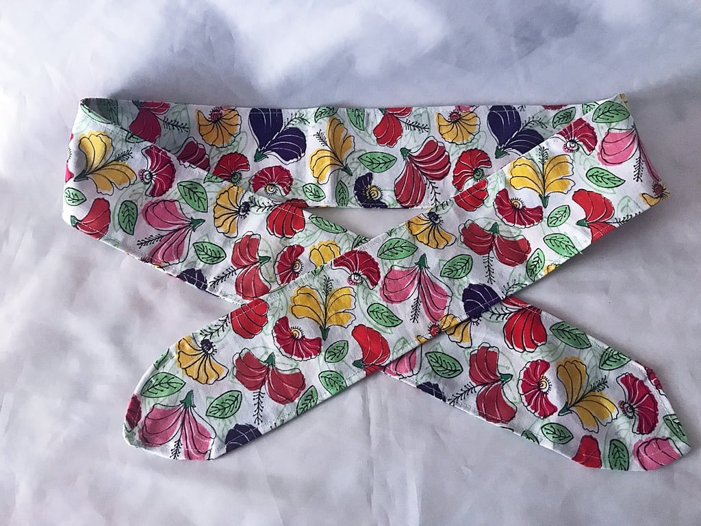 Self Tie Headband Floral Handmade White Floral Scrunchie