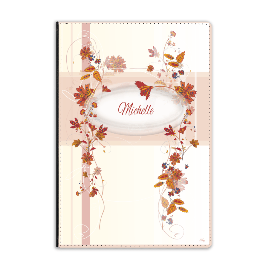 1 WHITE PERSONALISED REFILLABLE Faux Leather A5 Journal cover & FREE Notebook