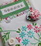 Sewing needle case pink embroidery and Laura Ashley lining reclaimed embroidery - Image 6
