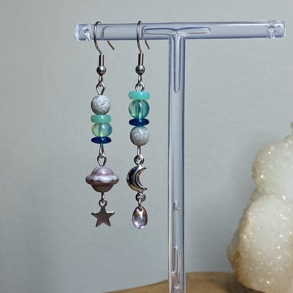 Kayla - Mismatch - Space inspired Earrings 