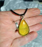 2 designs Resin filled pendant yellow gold sparkle on rope necklace