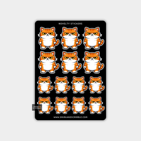 Funny Vinyl Sticker Sheet For Adults - Grumpy Cat