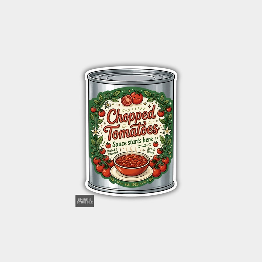 Grocery Food Tin Vinyl Sticker For Adults - Chopped Tomatoes