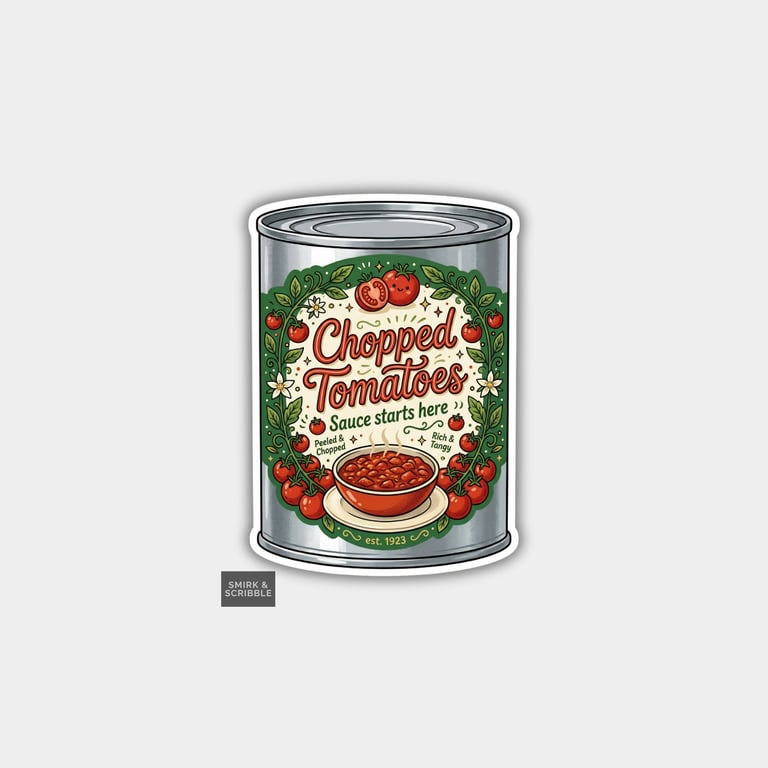 Grocery Food Tin Vinyl Sticker For Adults - Chopped Tomatoes