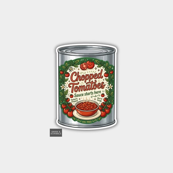 Grocery Food Tin Vinyl Sticker For Adults - Chopped Tomatoes