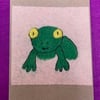Green frog felted card.