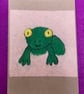 Green frog felted card.