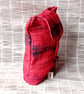 DOORSTOP in a RED with GREY abstract patterned fabric, ready to fill