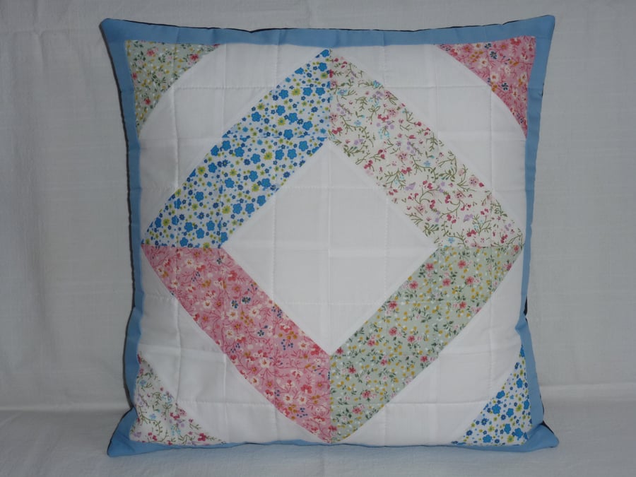 Pretty floral patchwork cushion