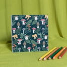 Square Hardcover Sketchbook with Mushroom & Fern Design