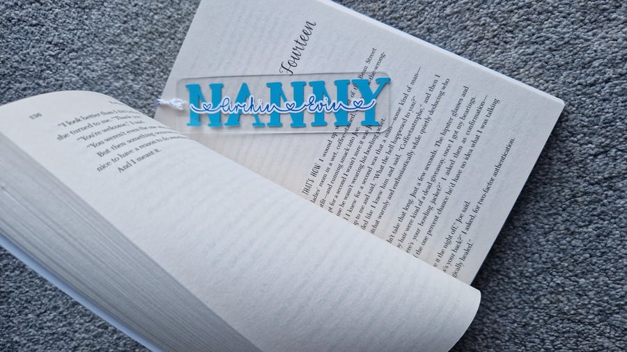 Acrylic Bookmark with names cut through