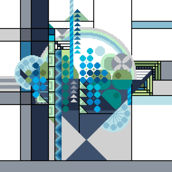 233A - Geometric May Basket Cross Stitch Pattern: Art Deco COOL (PDF Chart)