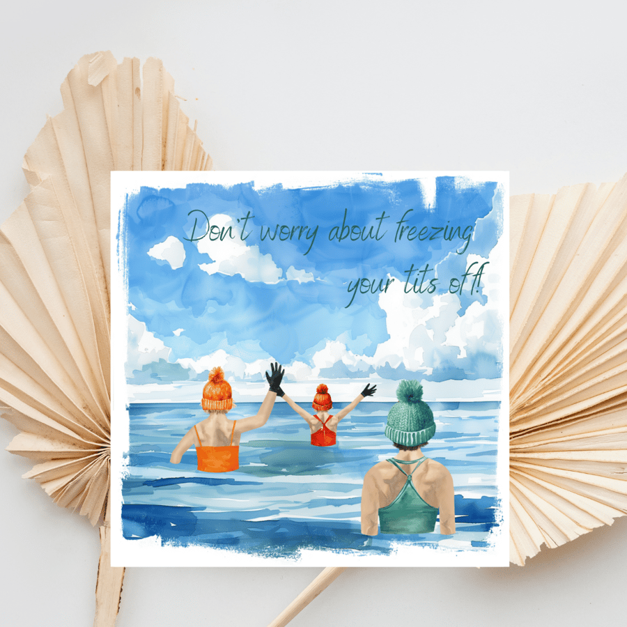 Cold Dips & Bare Bits — Funny Wild Swimming Greeting Card