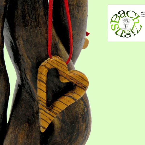 Handcrafted Wood Pierced Heart pendant: SKU-N02 