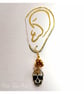 Yellow Sugar Skull Earrings with Yellow Metal Roses  - Image 2