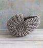 Ammonite basket, crochet shell, home decor, nautilus, fossil, T-shirt yarn - Image 1