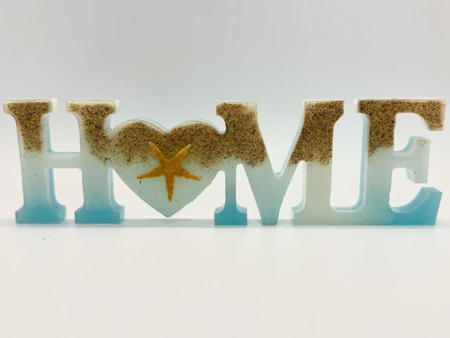 Seaside resin “HOME” - beach theme decor