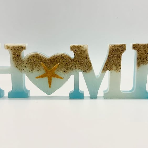 Seaside resin “HOME” - beach theme decor