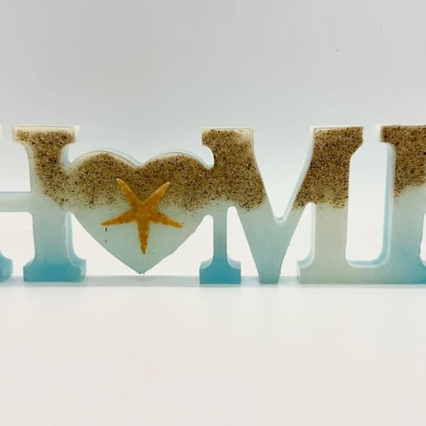 Seaside resin “HOME” - beach theme decor
