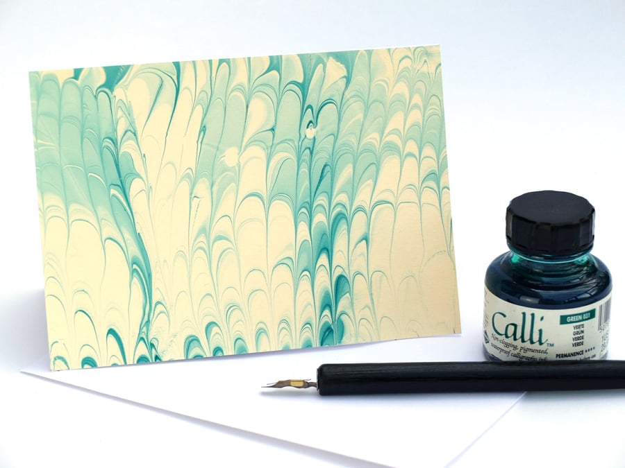 Monochrome marbled art greeting card non pareil pattern