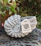Ammonite basket, crochet shell, home decor, nautilus, fossil, T-shirt yarn - Image 8