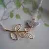 ♥ Gold and silver leaf and birdie necklace