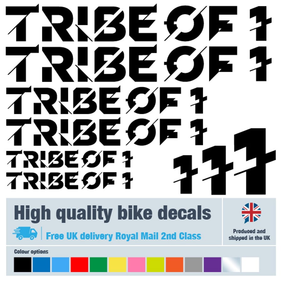 Tribe of 1 bike labels 14 colour options Folksy