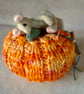 Dora, a tiny jointed mouse sitting on a pumpkin - Image 8