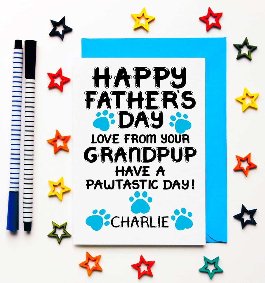 Personalised Father's Day Card From Grandpup, Dog, Pet For Grandad, Dad, Husband