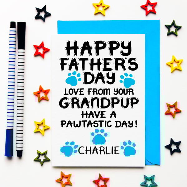 Personalised Father's Day Card From Grandpup, Dog, Pet For Grandad, Dad, Husband