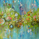 'Waters Edge' Original Abstract Floral Waterside scene by Jackie Reynolds