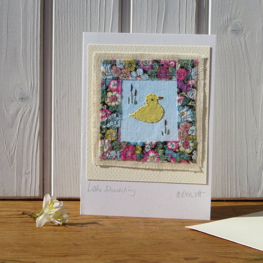 Little Duckling hand-stitched card, early years birthday card, or any age!