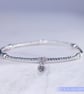Sparkly Heart Charm Bracelet Sterling Silver Dainty Handmade Romantic Stretchy - Image 2