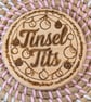 Tinsel Tits Christmas Wooden Coaster – Engraved Design – Handmade – 10cm Round